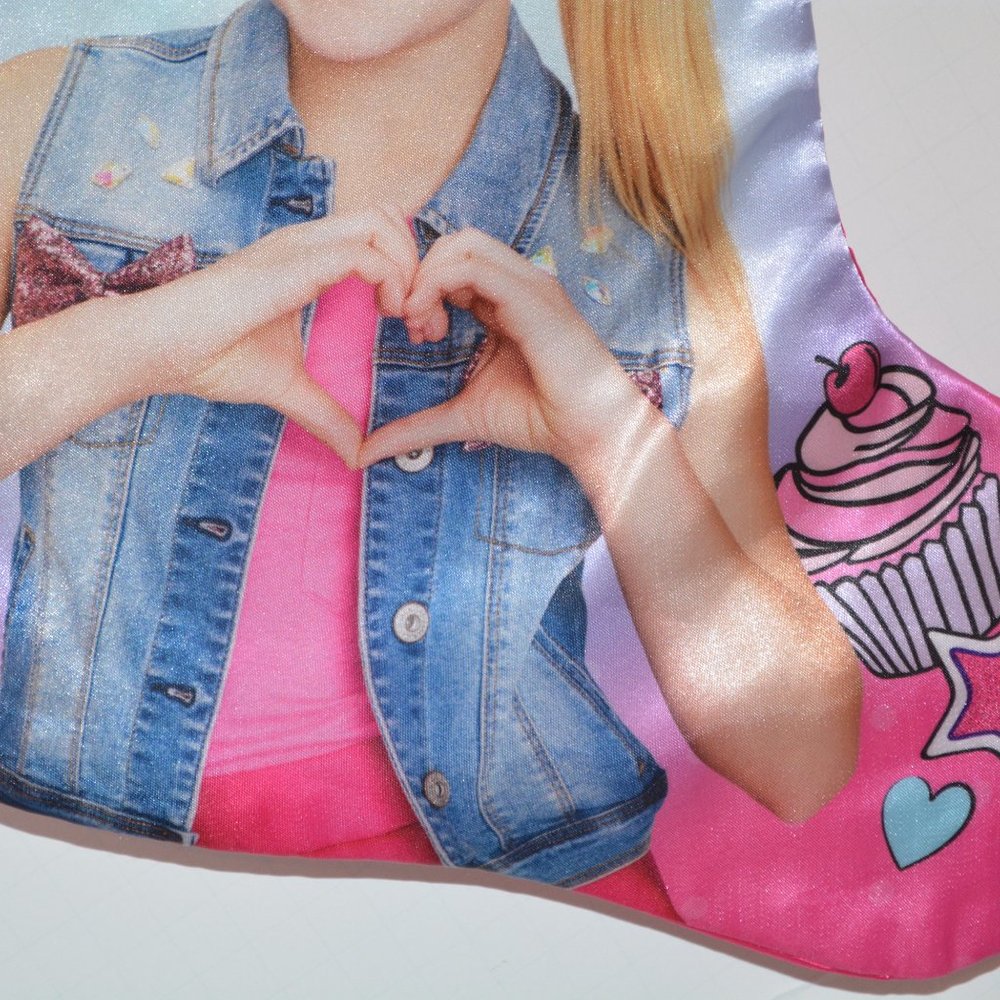 19" Jojo Siwa Pink Satin Character Graphic Christmas Stocking Embroidered Fleece - Picture 5 of 8